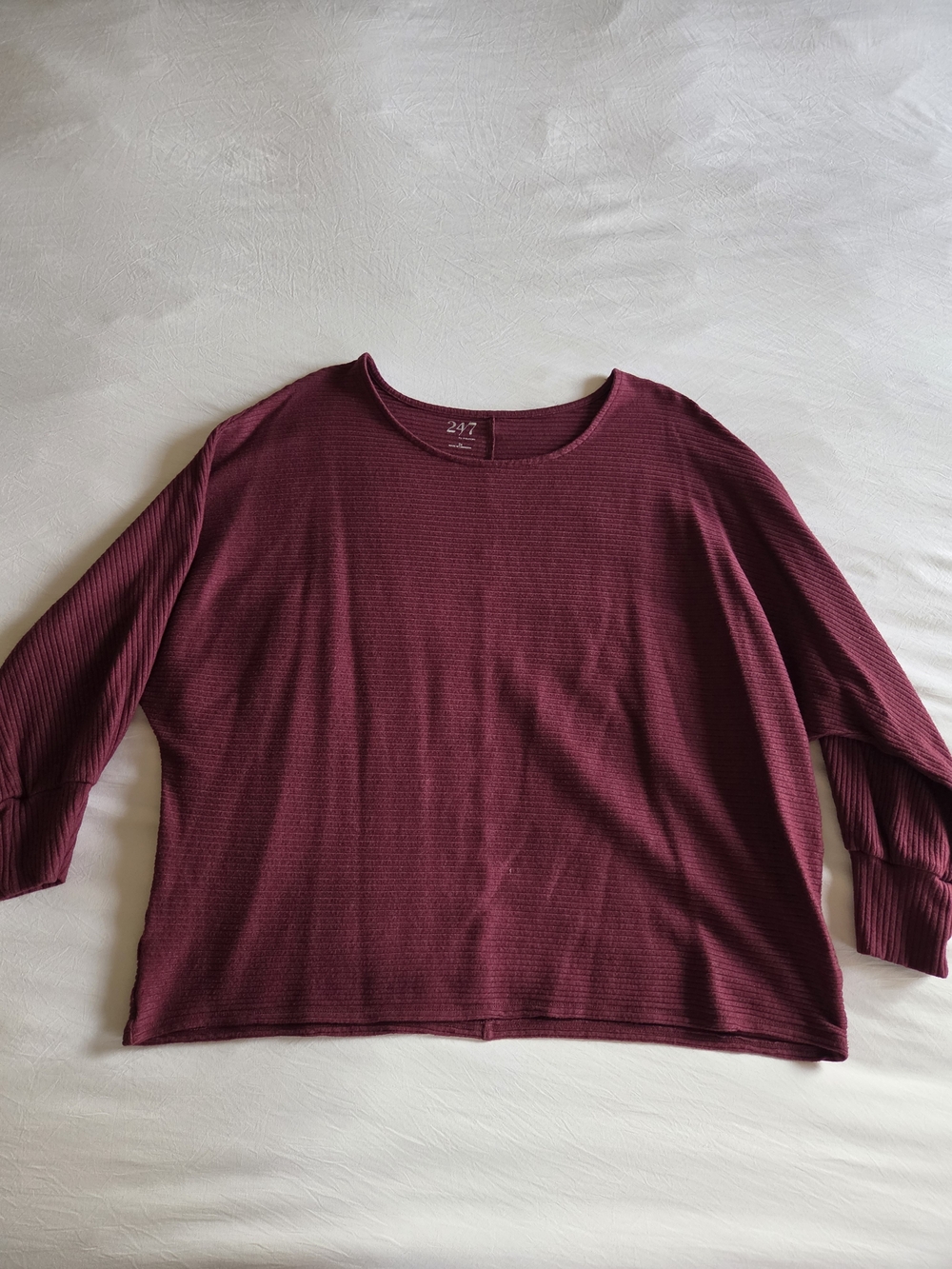 Maurices Ribbed Long Sleeve Top in Burgundy Wine